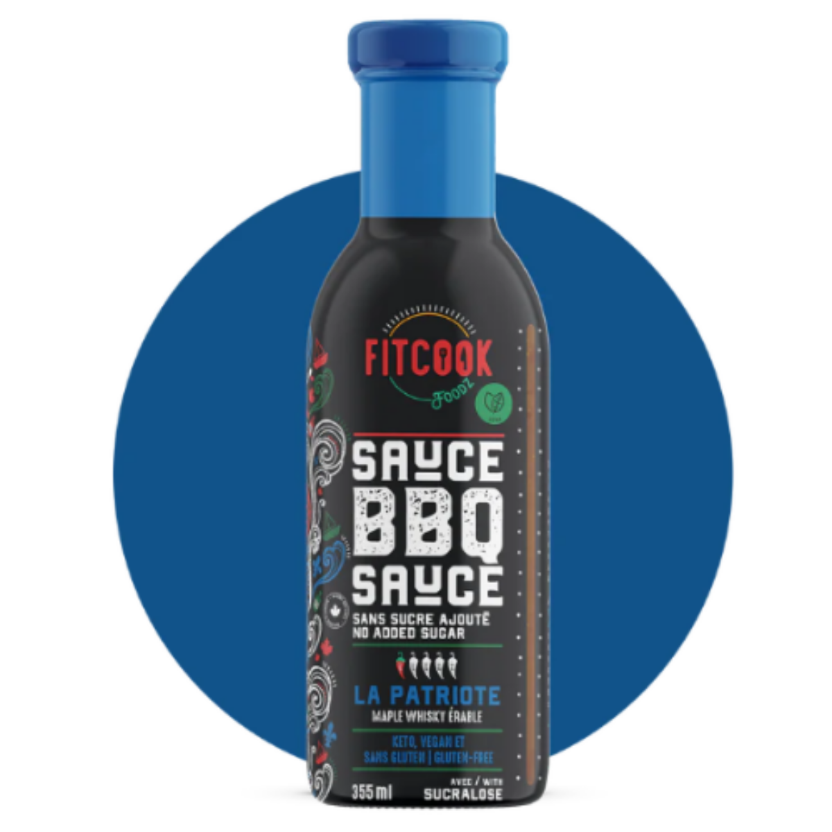 Sauce BBQ - La Patriote - Sans Sucre - Faible en calorie - Fitcook Fodz 355 ml