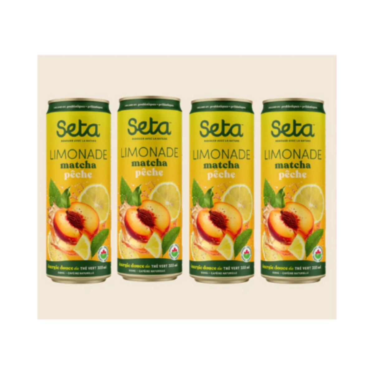 Limonade Matcha Pêche - Prêt-à-boire sans alcool - SETA Organic 4 x 355 ml