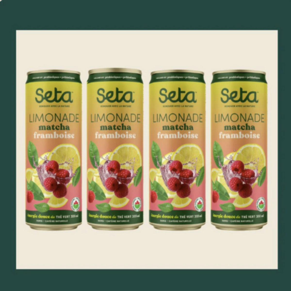 Limonade Matcha Framboise- Prêt-à-boire sans alcool - SETA Organic 4 x 355 ml