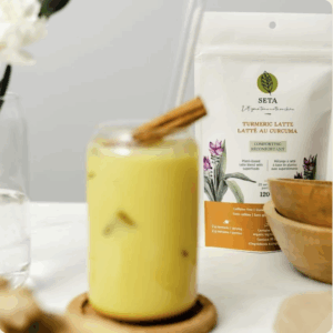 Latté au Curcuma - Vivifiant et Réconfortant - Sans sucre ajouté - Superaliments - Sans Gluten - Vegan - 20 Portions - SETA Organic 110 g Copy